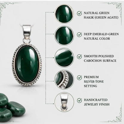 Natural Green Hakik Pendant for Luck & Growth