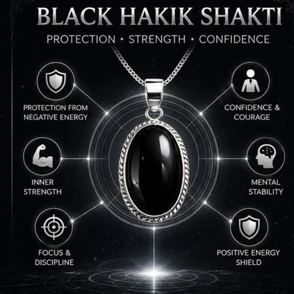 Natural Black Hakik Pendant for Protection & Strength