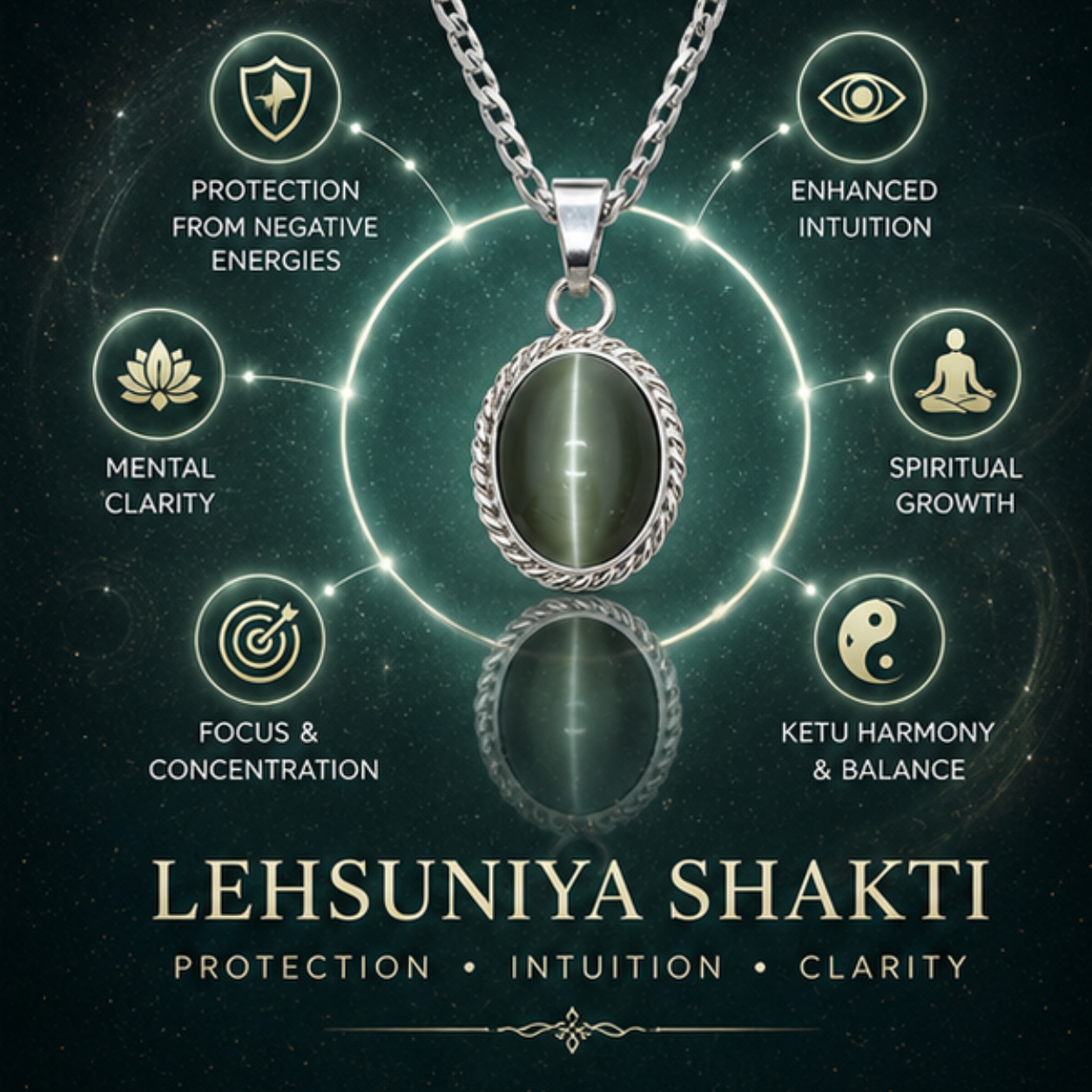 Natural Cat’s Eye (Lehsuniya) Pendant for Ketu