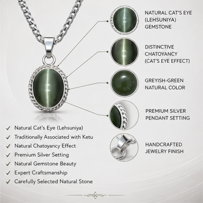 Natural Cat’s Eye (Lehsuniya) Pendant for Ketu