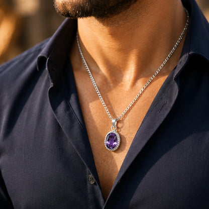 Natural Amethyst Pendant for Shani