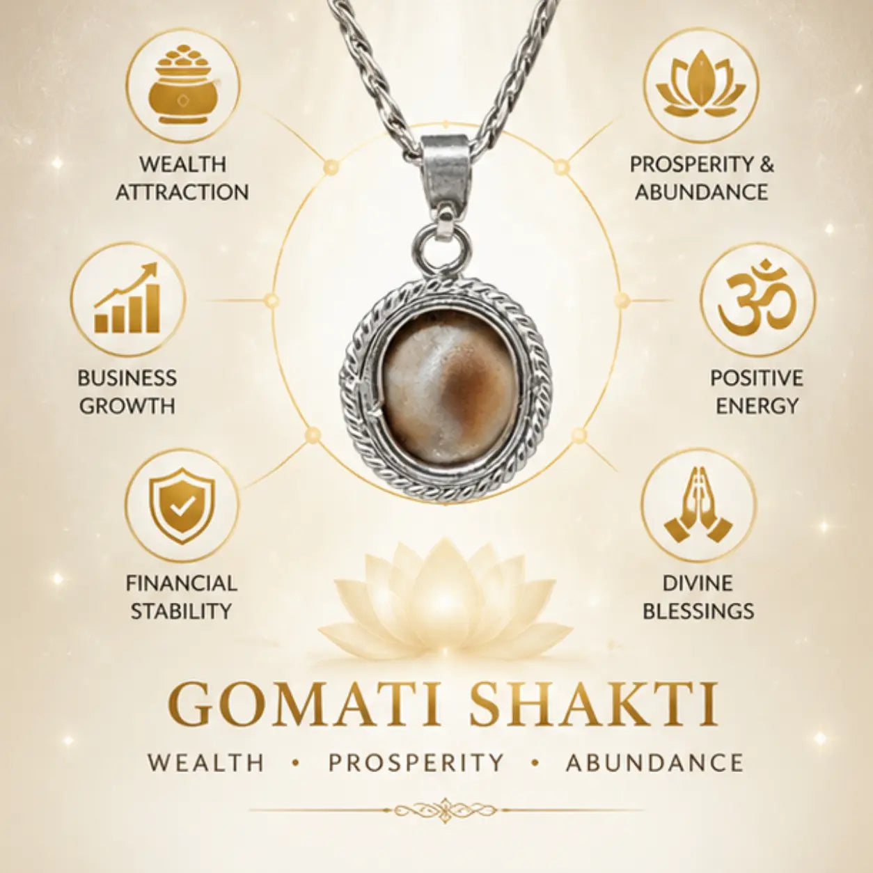Natural Gomati Chakra Pendant for Wealth & Prosperity
