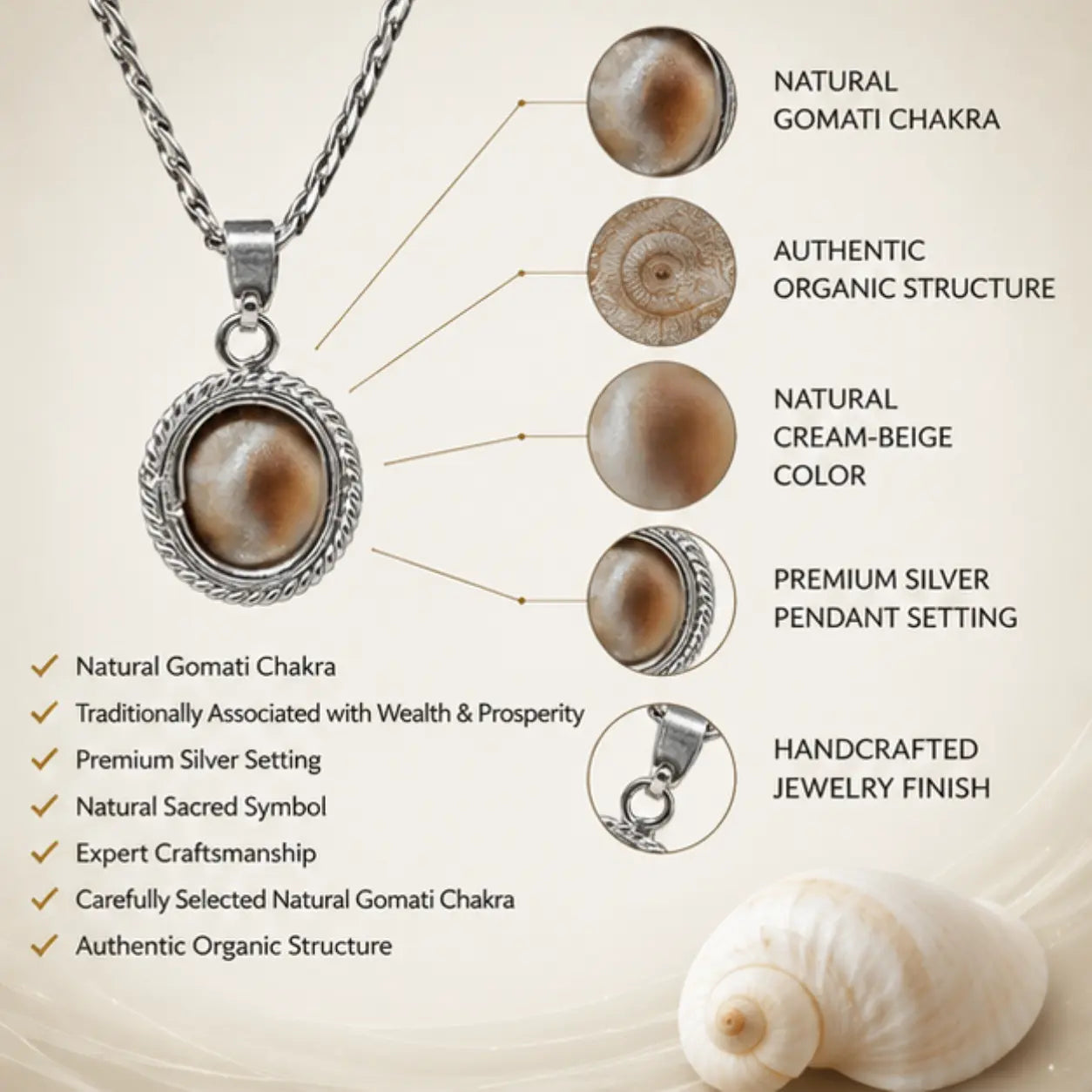 Natural Gomati Chakra Pendant for Wealth & Prosperity