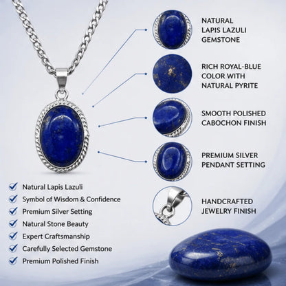 Natural Lapis Lazuli Pendant for Wisdom & Confidence