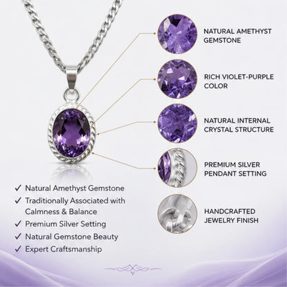 Natural Amethyst Pendant for Shani