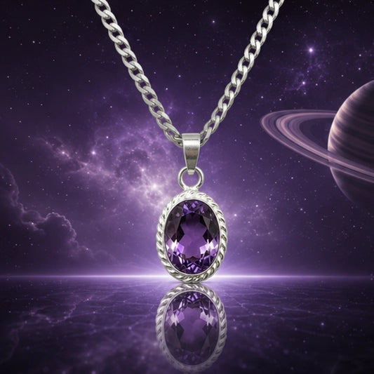 Natural Amethyst Pendant for Shani