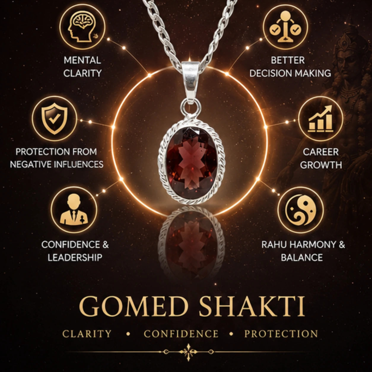 Natural Gomed Pendant for Rahu