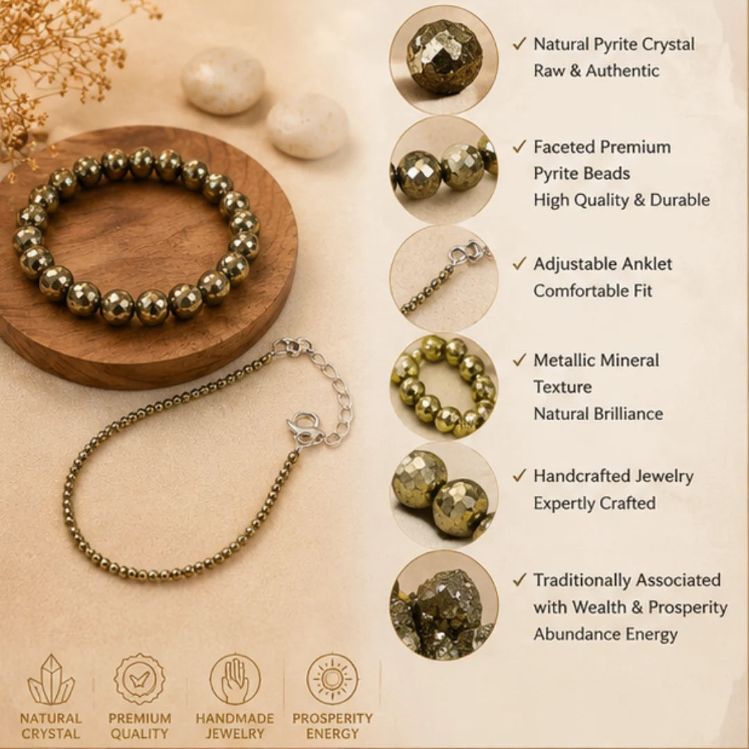 Pyrite Couple Combo – Raw Bracelet & Anklet for Wealth