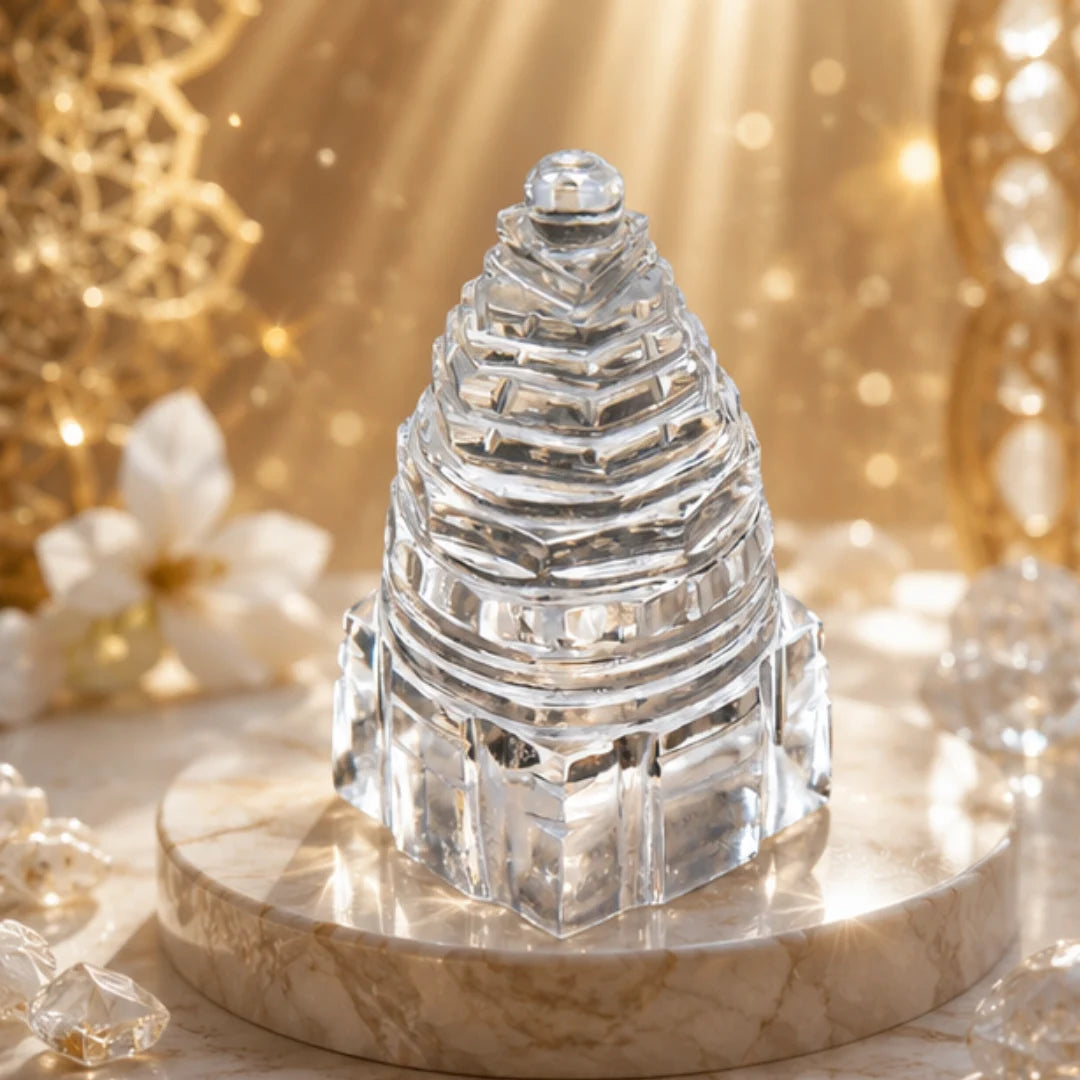 Natural Quartz Crystal Shri Yantra (80g) for Wealth & Prosperity