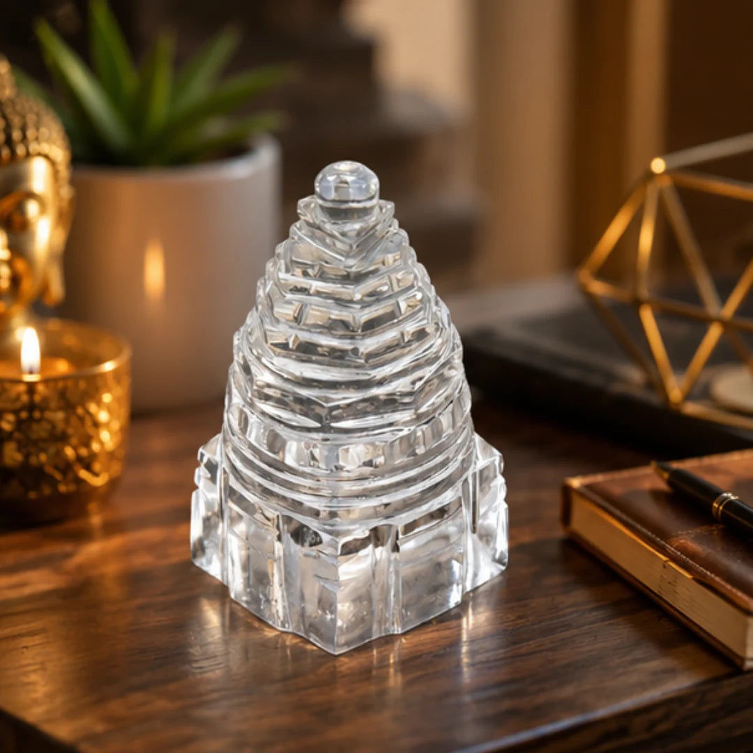 Natural Quartz Crystal Shri Yantra (80g) for Wealth & Prosperity