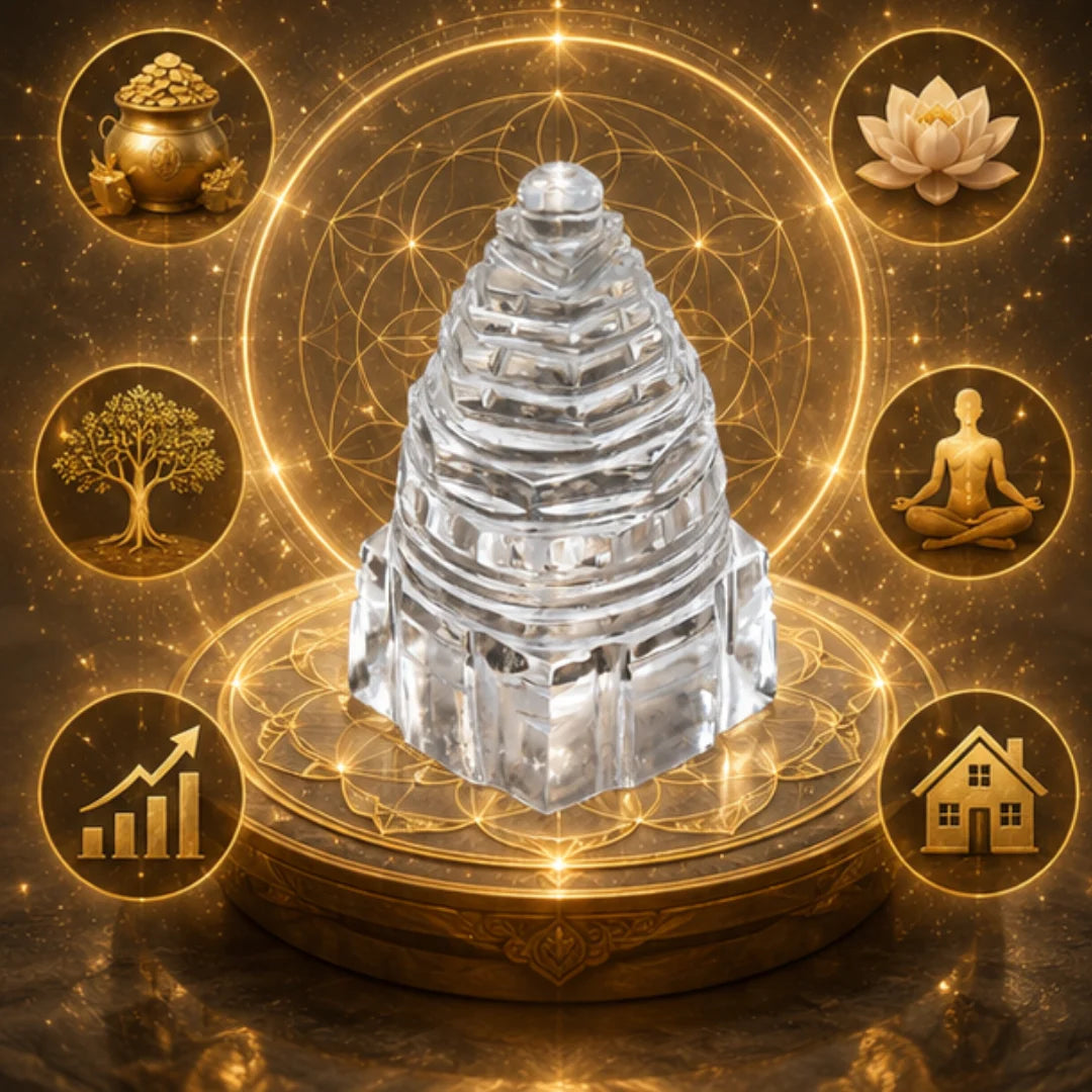 Natural Quartz Crystal Shri Yantra (80g) for Wealth & Prosperity