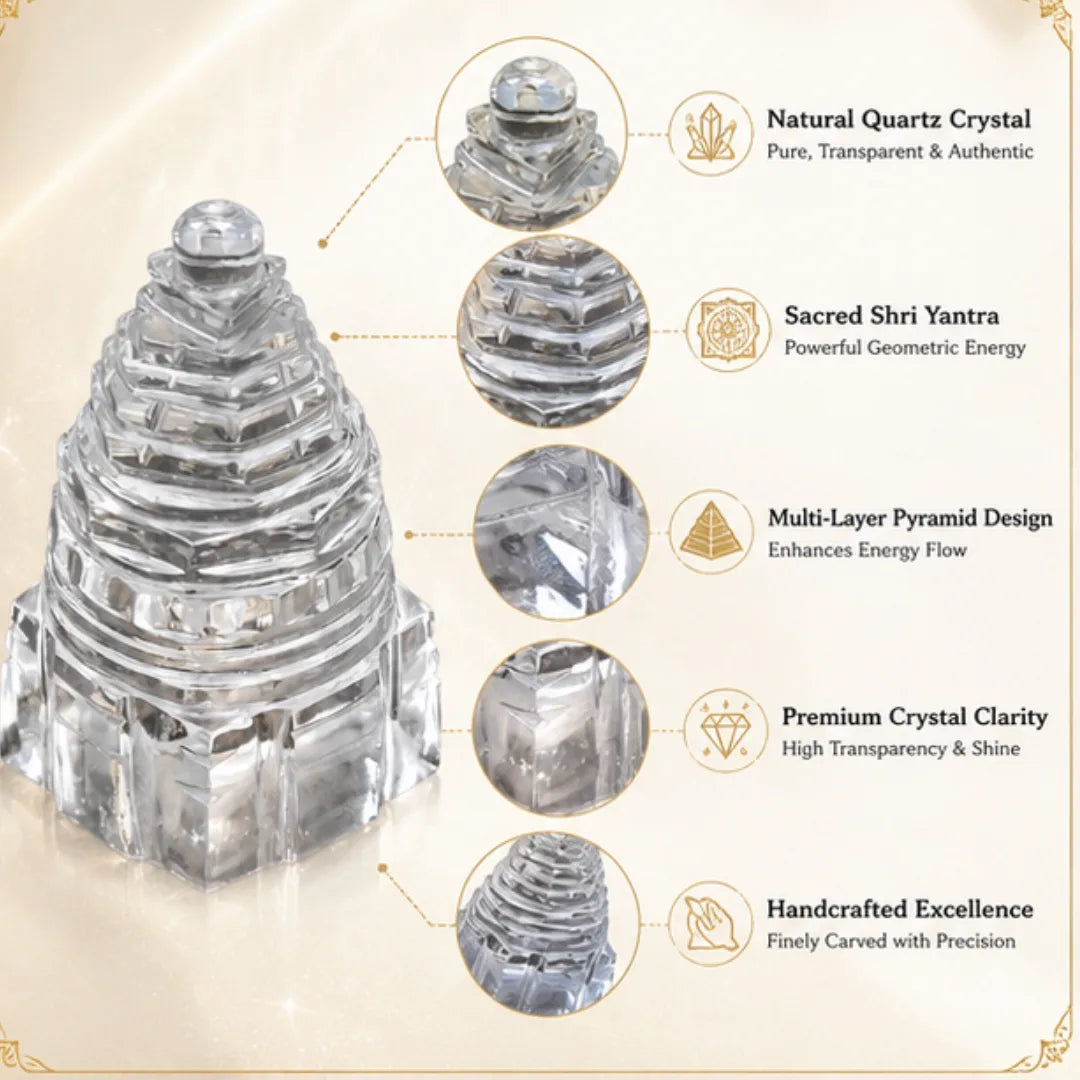 Natural Quartz Crystal Shri Yantra (80g) for Wealth & Prosperity