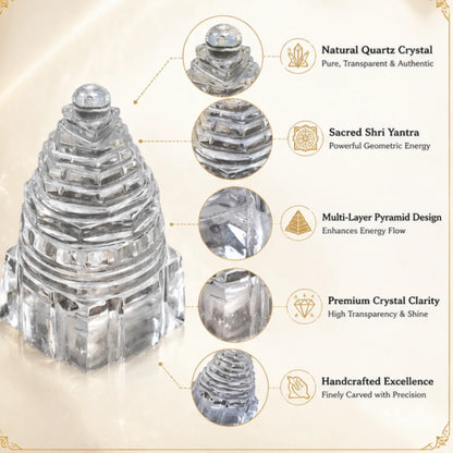 Natural Quartz Crystal Shri Yantra (80g) for Wealth & Prosperity