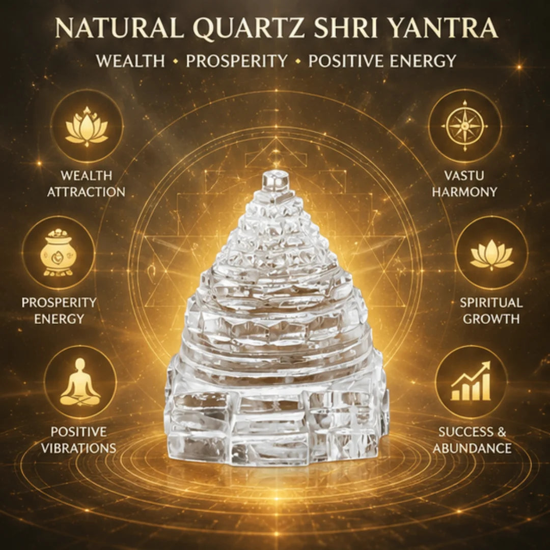Natural Quartz Crystal Shri Yantra (100g) for Wealth & Prosperity