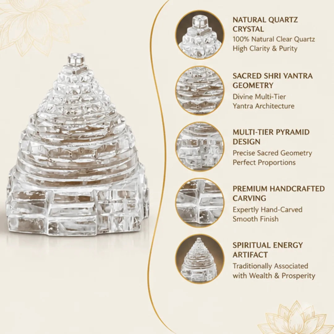 Natural Quartz Crystal Shri Yantra (100g) for Wealth & Prosperity