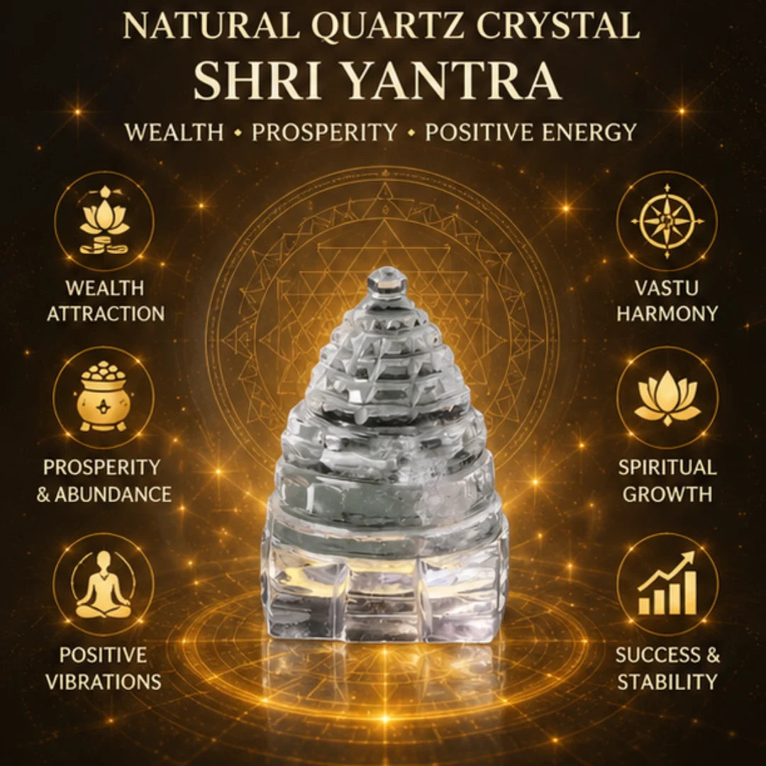 Natural Quartz Crystal Shri Yantra (60g) for Wealth & Prosperity