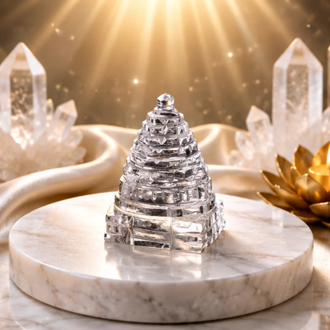 Natural Quartz Crystal Shri Yantra (20g) for Wealth & Prosperity