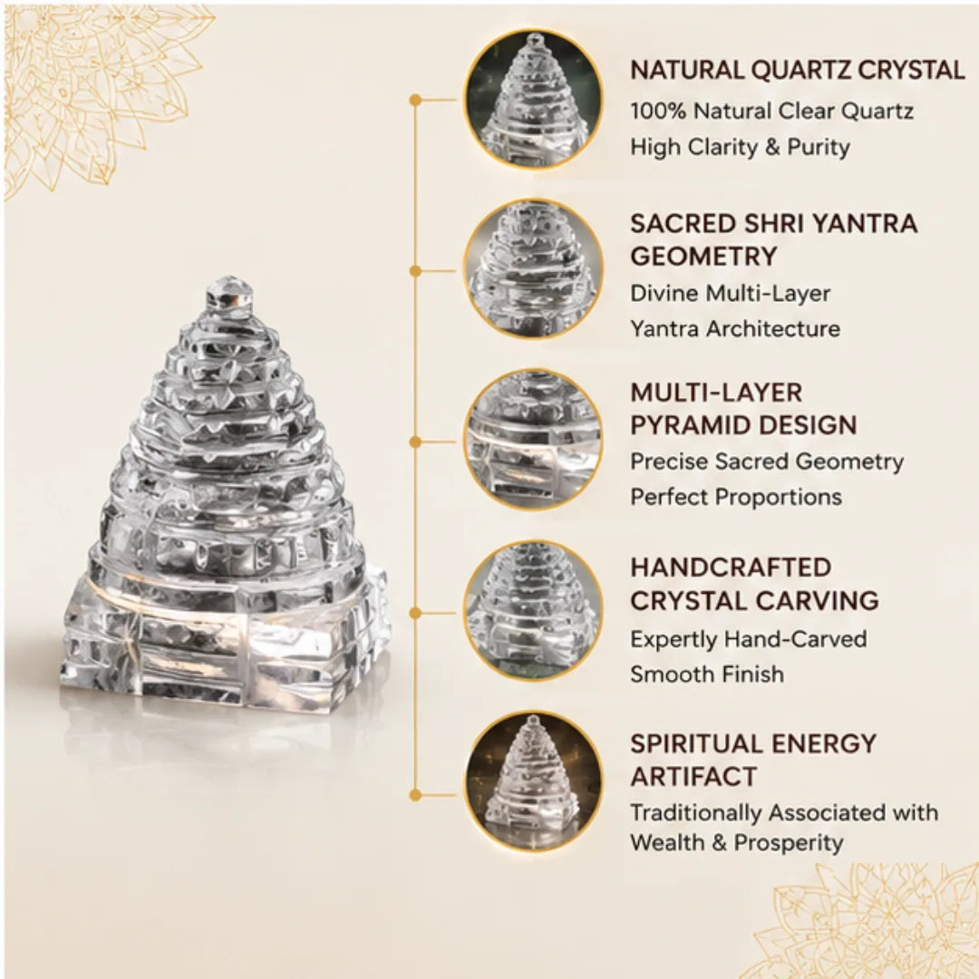 Natural Quartz Crystal Shri Yantra (20g) for Wealth & Prosperity
