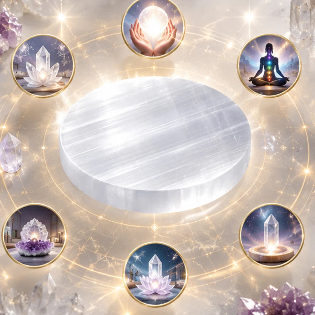 Natural Selenite Plate for Energy Cleansing & Charging Crystals