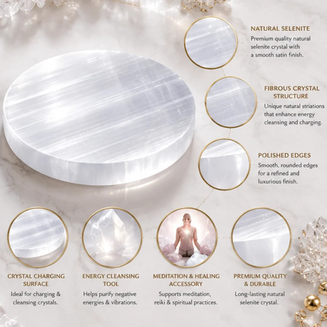 Natural Selenite Plate for Energy Cleansing & Charging Crystals