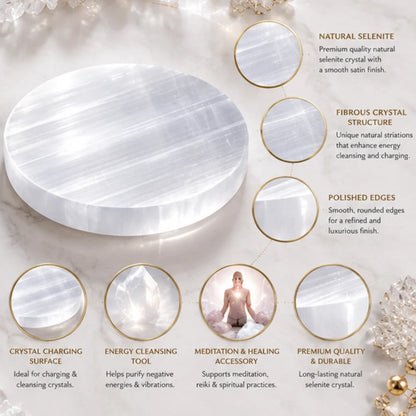 Natural Selenite Plate for Energy Cleansing & Charging Crystals
