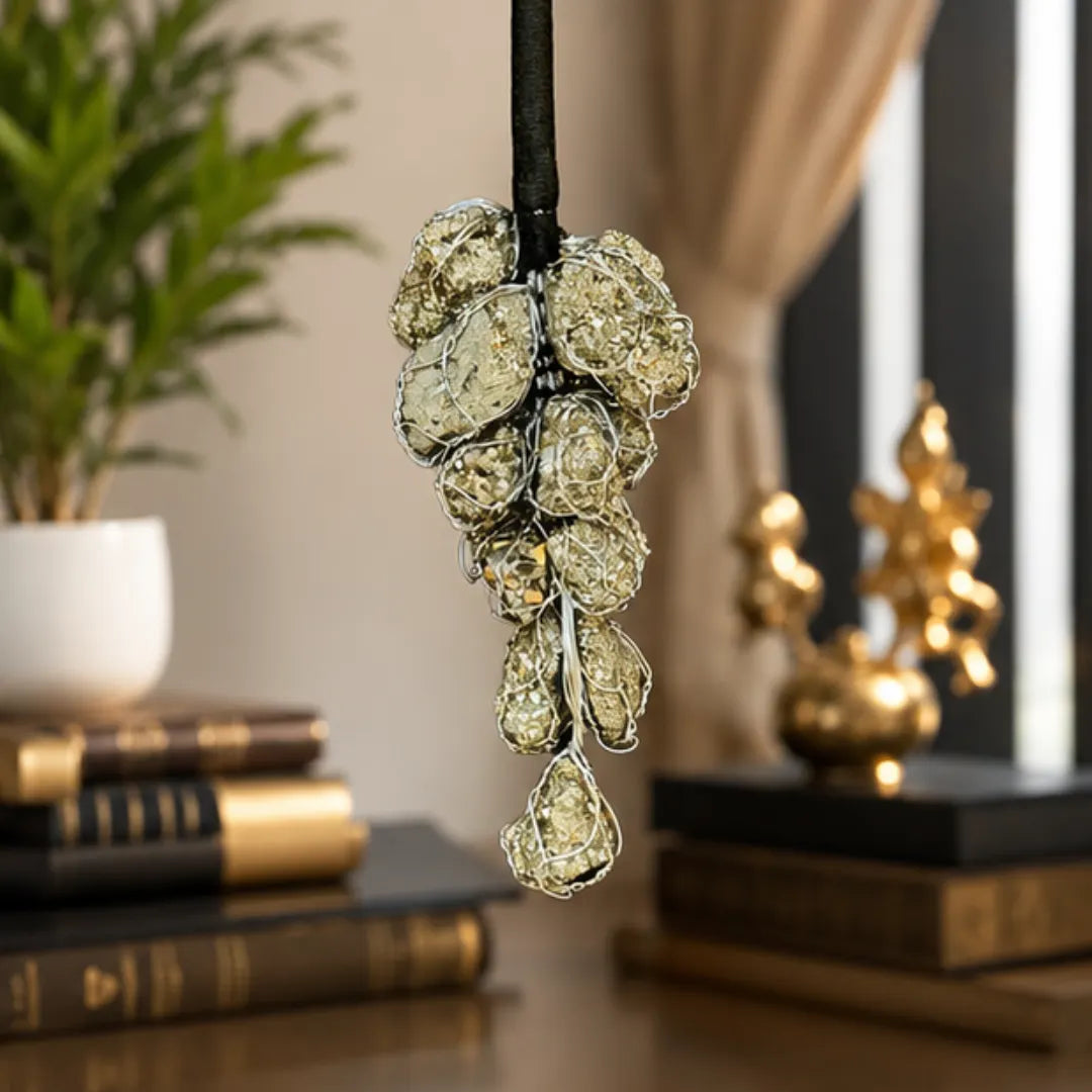 Natural Pyrite Hanging for Wealth & Prosperity
