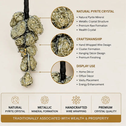 Natural Pyrite Hanging for Wealth & Prosperity