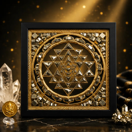 Shree Yantra Pyrite Frame for Wealth & Prosperity