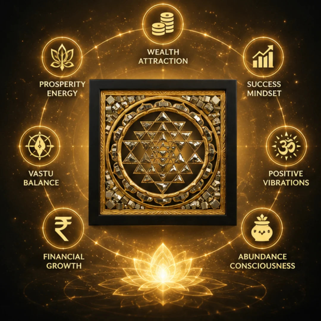 Shree Yantra Pyrite Frame for Wealth & Prosperity
