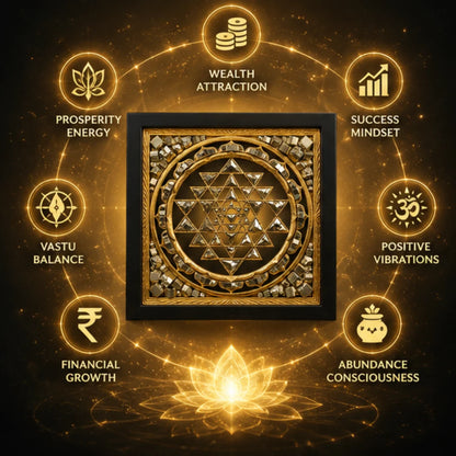 Shree Yantra Pyrite Frame for Wealth & Prosperity