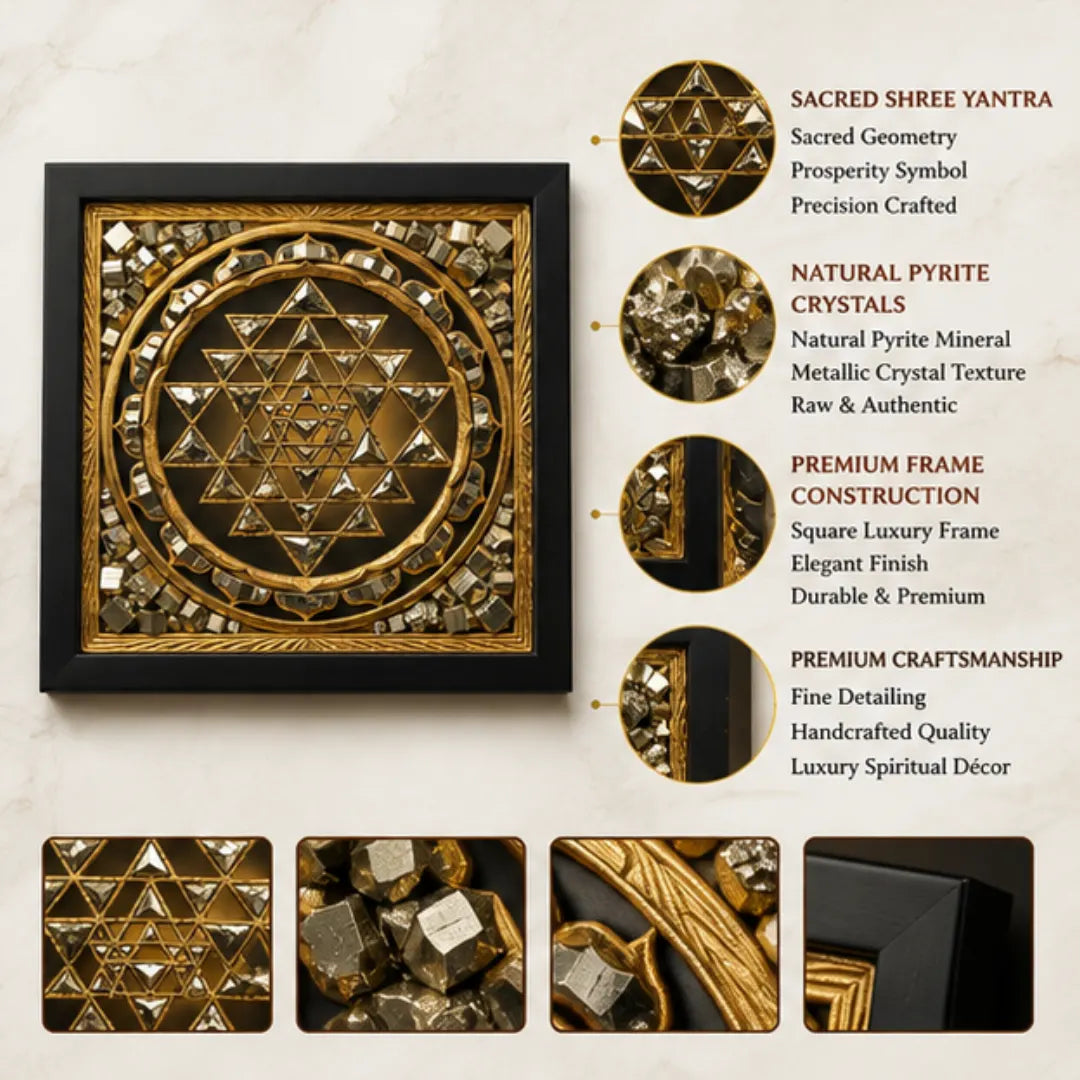 Shree Yantra Pyrite Frame for Wealth & Prosperity