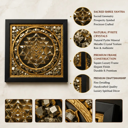 Shree Yantra Pyrite Frame for Wealth & Prosperity