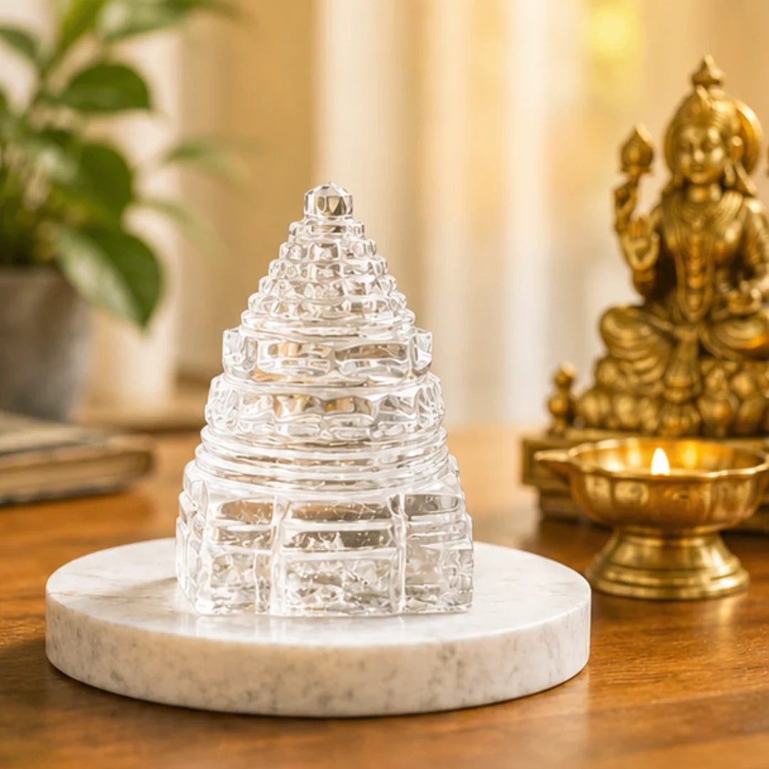 Natural Quartz Crystal Shri Yantra 40g | Vastu Shri Yantra for Wealth & Prosperity
