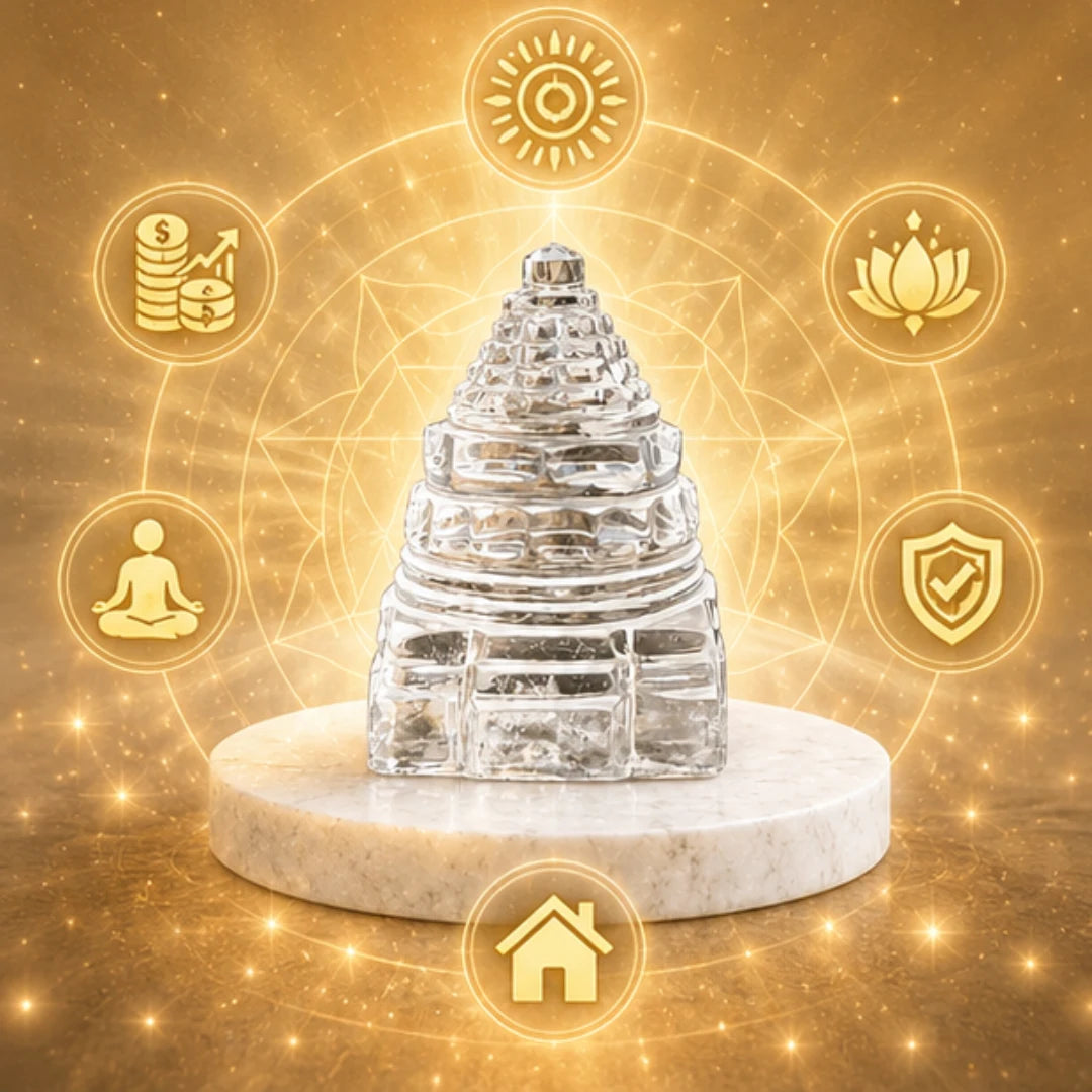 Natural Quartz Crystal Shri Yantra 40g | Vastu Shri Yantra for Wealth & Prosperity