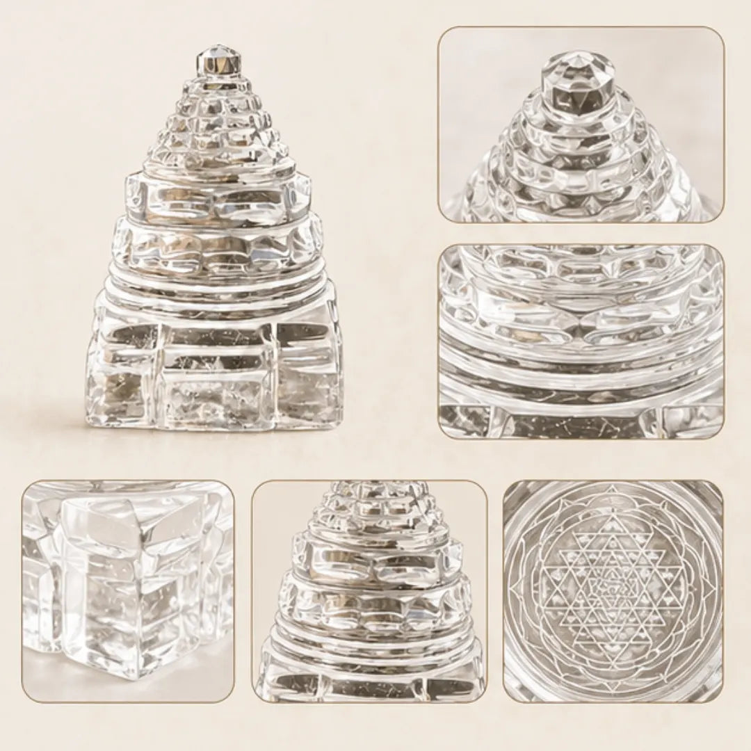 Natural Quartz Crystal Shri Yantra 40g | Vastu Shri Yantra for Wealth & Prosperity