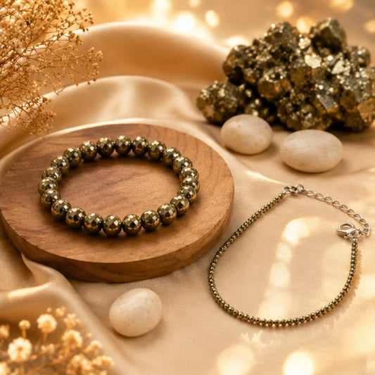 Pyrite Couple Combo – Raw Bracelet & Anklet for Wealth