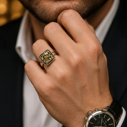 Natural Pyrite Adjustable Ring for Wealth & Prosperity