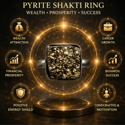 Natural Pyrite Adjustable Ring for Wealth & Prosperity