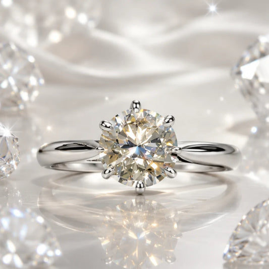 Natural Moissanite Silver Ring | Lab Certified Moissanite Diamond Ring