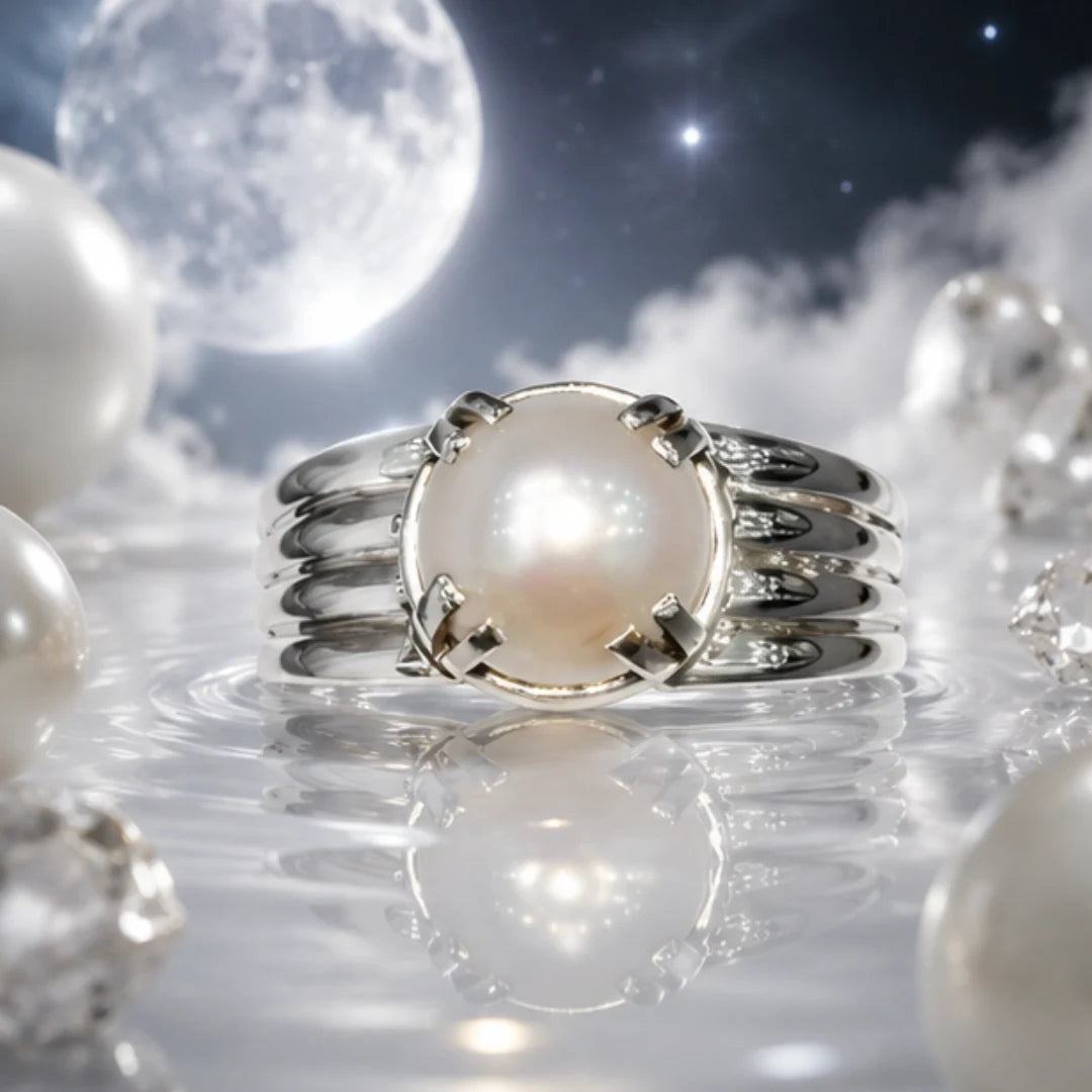 Natural Pearl (Moti) Silver Ring for Peace & Emotional Balance