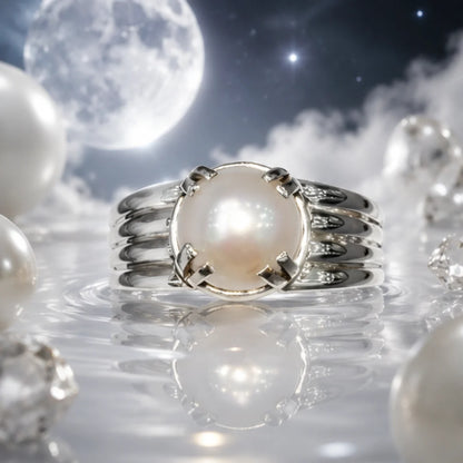Natural Pearl (Moti) Silver Ring for Peace & Emotional Balance