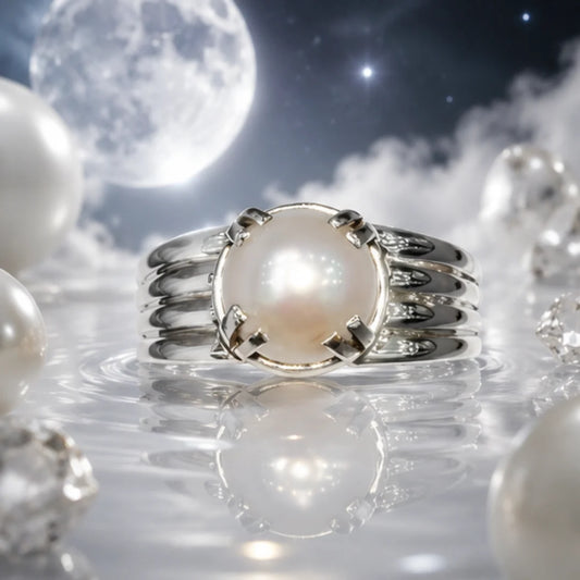 Natural Pearl (Moti) Silver Ring for Peace & Emotional Balance
