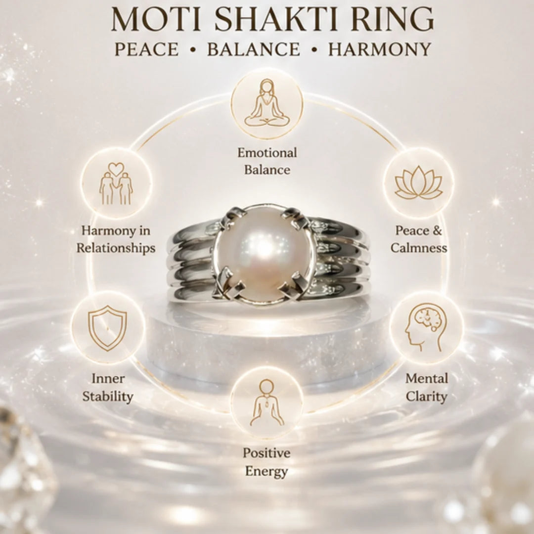 Natural Pearl (Moti) Silver Ring for Peace & Emotional Balance