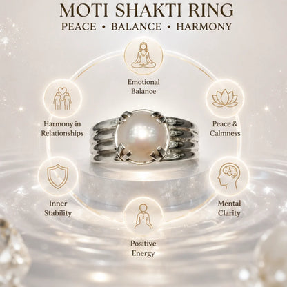 Natural Pearl (Moti) Silver Ring for Peace & Emotional Balance