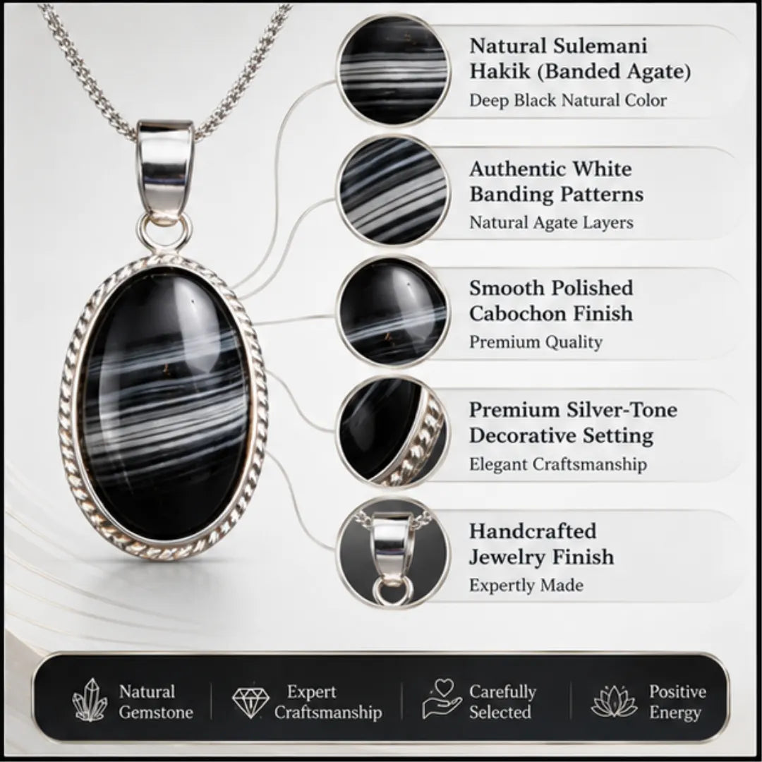Natural Sulemani Hakik Pendant for Protection & Positivity