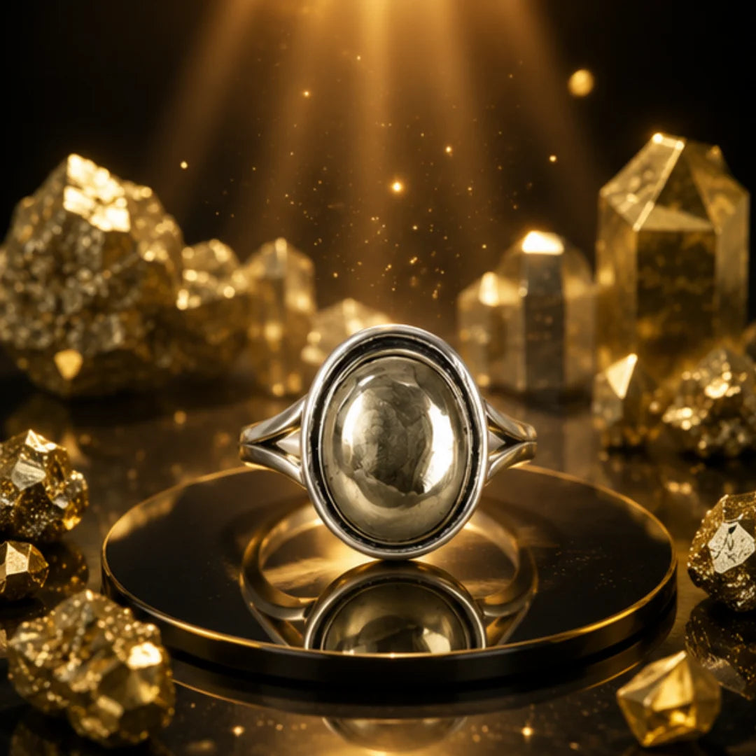 Natural Pyrite Plain Ring for Wealth & Prosperity