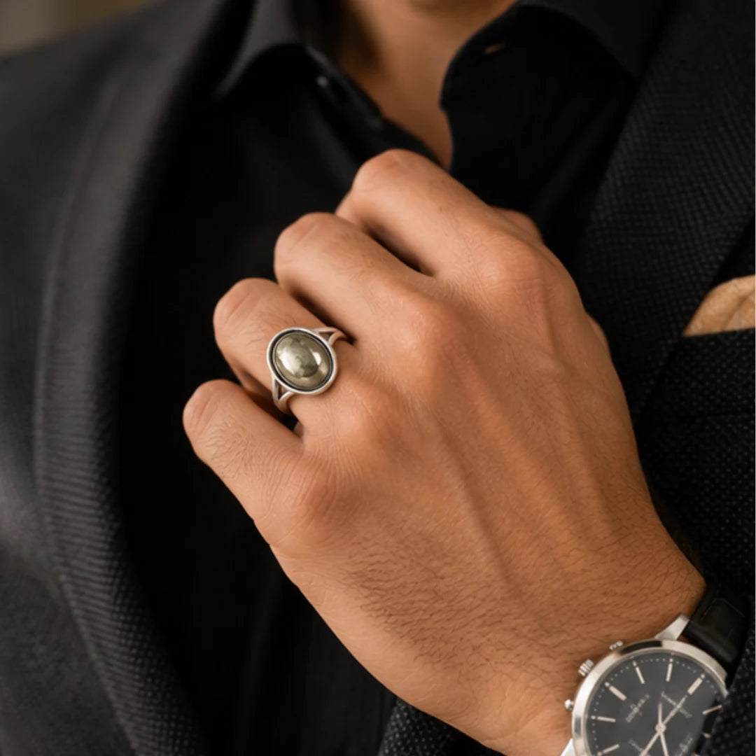 Natural Pyrite Plain Ring for Wealth & Prosperity