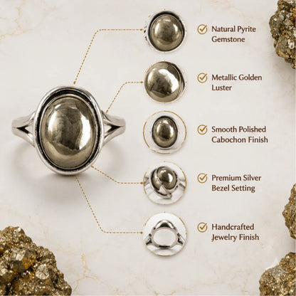 Natural Pyrite Plain Ring for Wealth & Prosperity