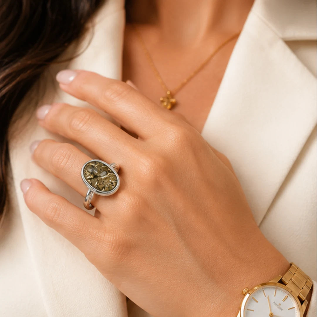 Natural Pyrite Ring for Money & Prosperity
