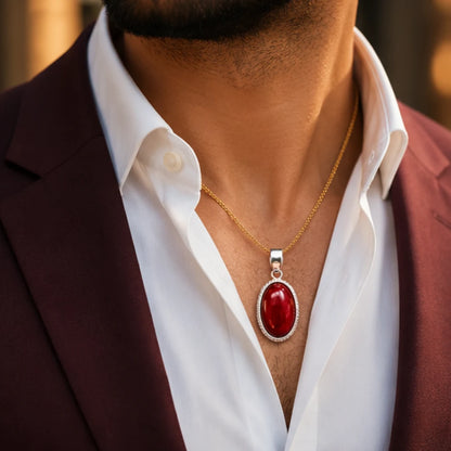 Natural Red Hakik Pendant for Energy & Confidence